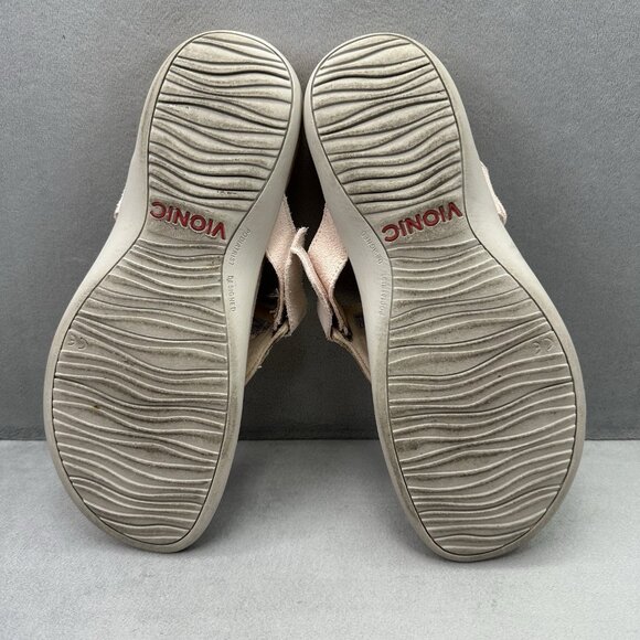 Vionic Wanda Womens Size 8.5 Sandals T-Strap Pale Blush Snakeskin Print Orthotic - Picture 7 of 8